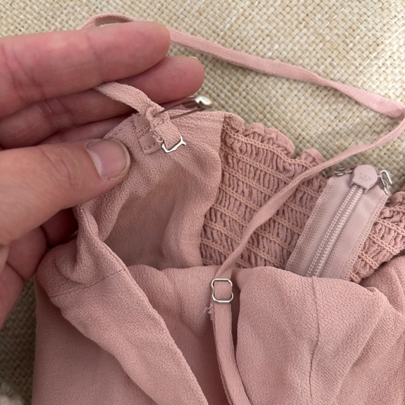 Reformation Dusty Pink Spaghetti Strap Square Neck Midi Dress with Slit - Picture 2 of 8